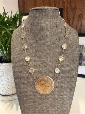 Rare Anna Beck Necklace 925 Sterling 18K Gold Plate Bali Disc Collector Piece